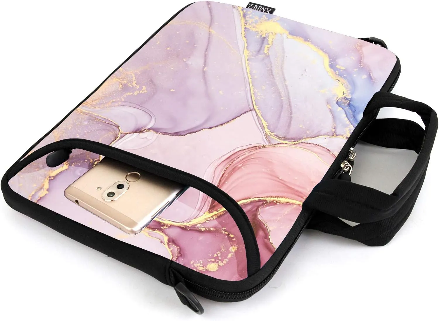 13.3" laptop bag adjustable shoulder strap with handle accessory pocket fits 11.6" 12" 12.1" 13" 13.3" Laptops/notebook/ebooks/chromebook/iPad(Pink Marble)
