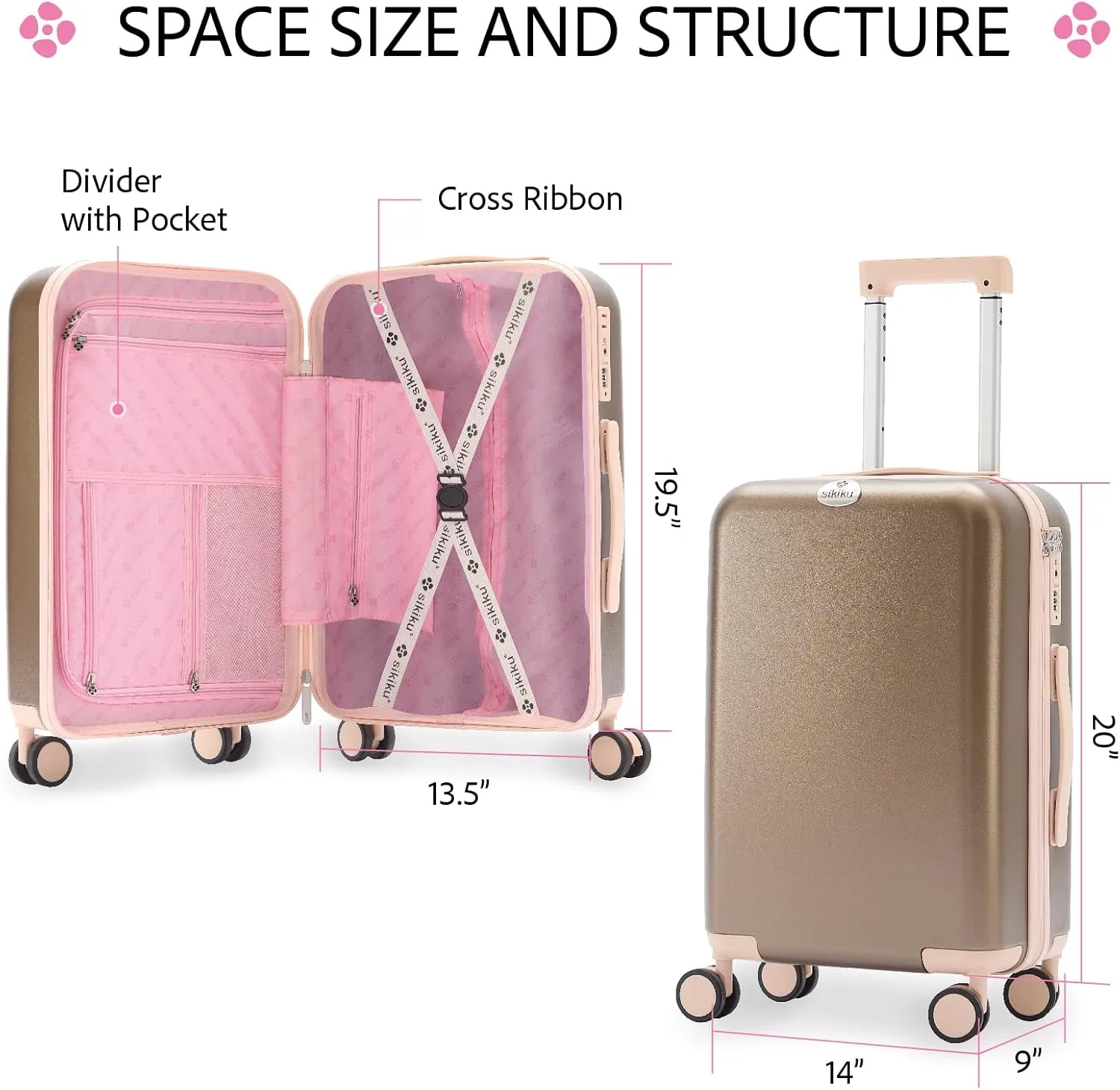 20 Inch Carry On Luggage for Women, Lightweight Hardside Suitcase with 360 Spinner Wheels, TSA Lock, Durable Luggage for Travel,Gray