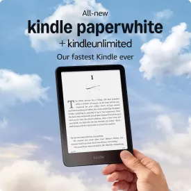 All-new Amazon Kindle Paperwhite (16 GB)  Our fastest Kindle ever, with new 7" glare-free display, and weeks of battery life  Black   3 Months of Kindle Unlimited (with auto-renewal)