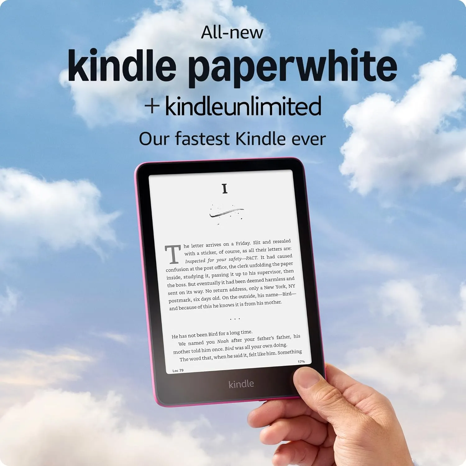 All-new Amazon Kindle Paperwhite (16 GB)  Our fastest Kindle ever, with new 7" glare-free display, and weeks of battery life  Raspberry   3 Months of Kindle Unlimited (with auto-renewal)