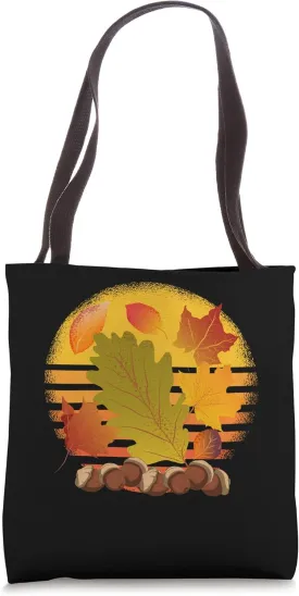 Botanical Autumn Nature Retro Colorful Leaves Hazelnut Fall Tote Bag