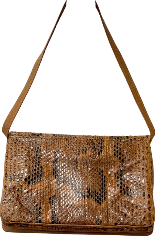 Brown Vintage Snake Skin Shoulder Bag