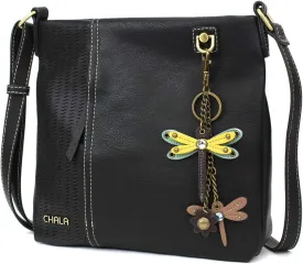CHALA Laser Cut Crossbody Faux Leather Black