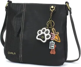 CHALA Laser Cut Crossbody Faux Leather Black