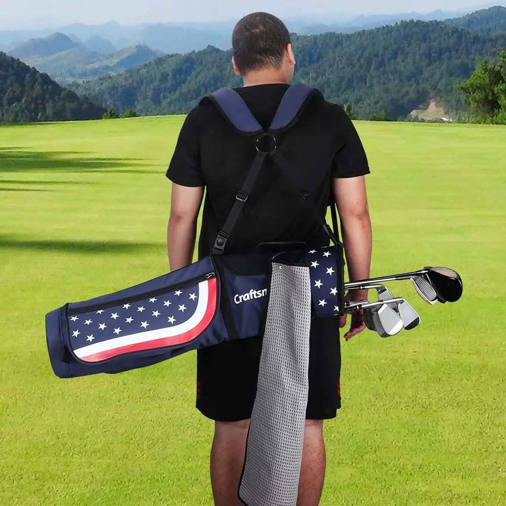 Craftsman Golf Star and Stripes Red White Blue Lightweight Easy Carry Shoulder Sunday Range Golf Bag