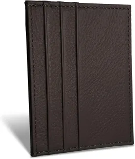 Credit Card Holder Wallet RFID Blocking Slim Credit Card Cases Holder Premium Leather Minimalist Front Pocket Small Wallet with 6 Card Slots and 1 Pockets for Men Women (Dark Brown)
