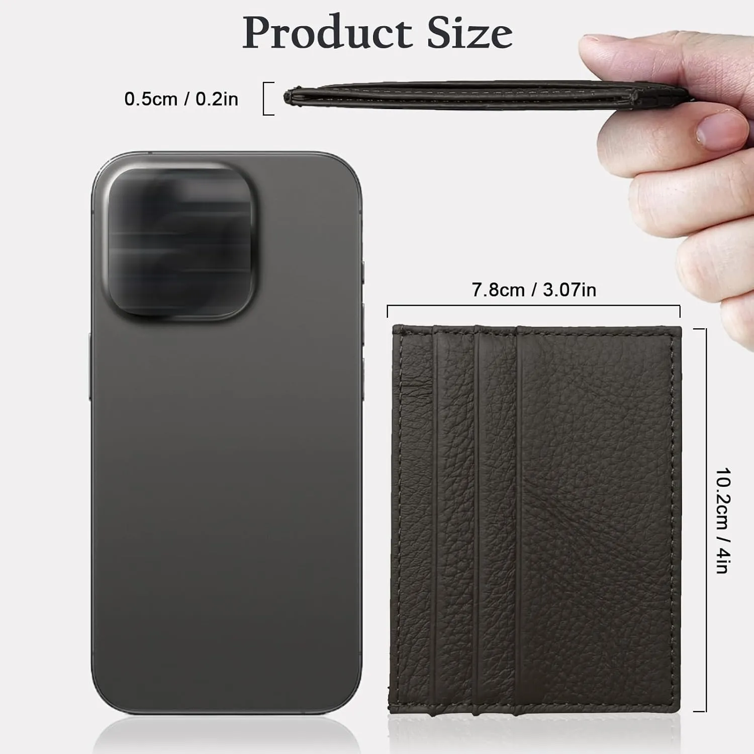 Credit Card Holder Wallet RFID Blocking Slim Credit Card Cases Holder Premium Leather Minimalist Front Pocket Small Wallet with 6 Card Slots and 1 Pockets for Men Women (Dark Brown)