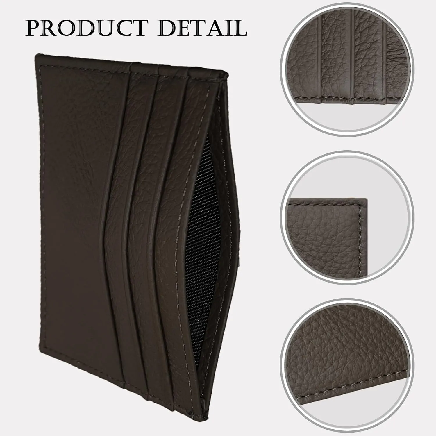 Credit Card Holder Wallet RFID Blocking Slim Credit Card Cases Holder Premium Leather Minimalist Front Pocket Small Wallet with 6 Card Slots and 1 Pockets for Men Women (Dark Brown)