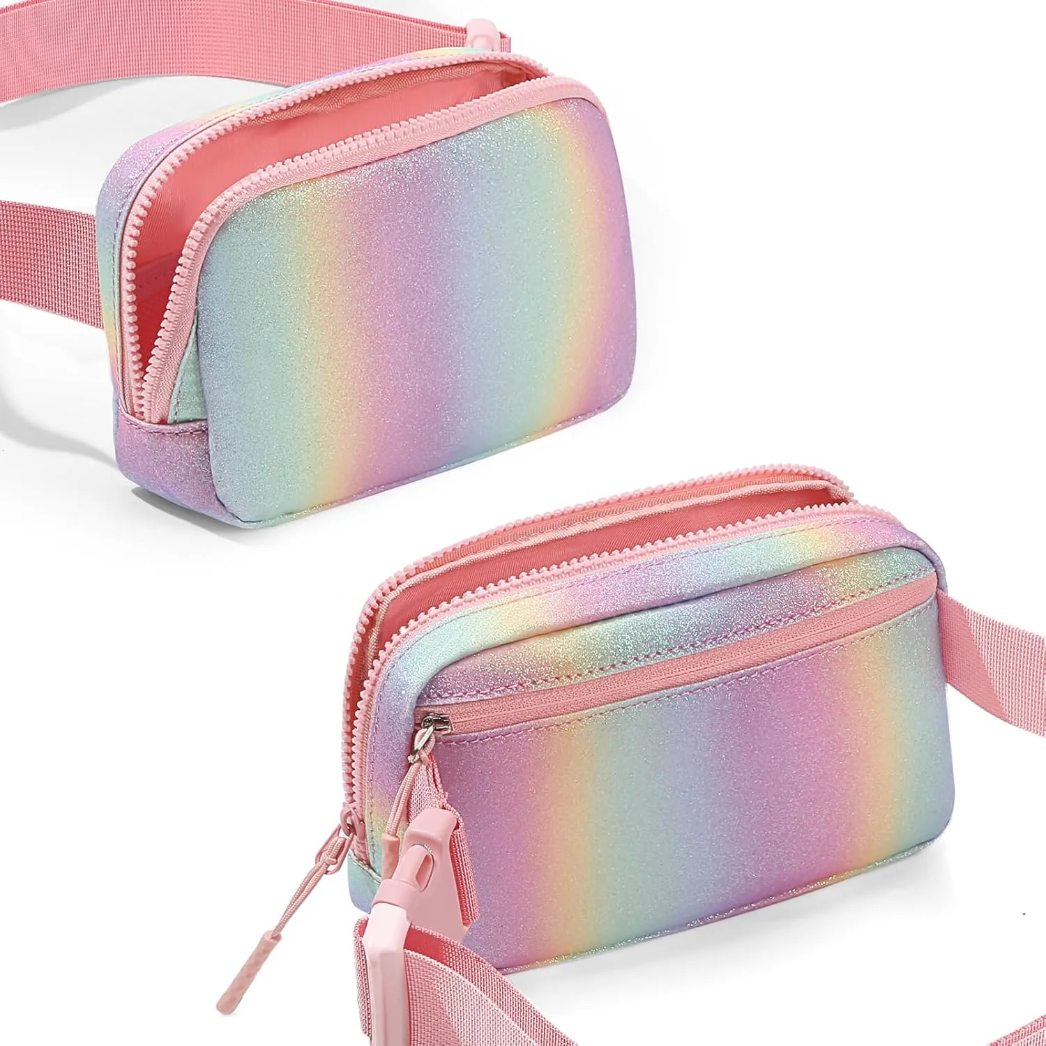 Cute Fanny Pack for Girls, Kids Belt Bag Teen Girls Crossbody Waist Bag Gift (Pink Rainbow)