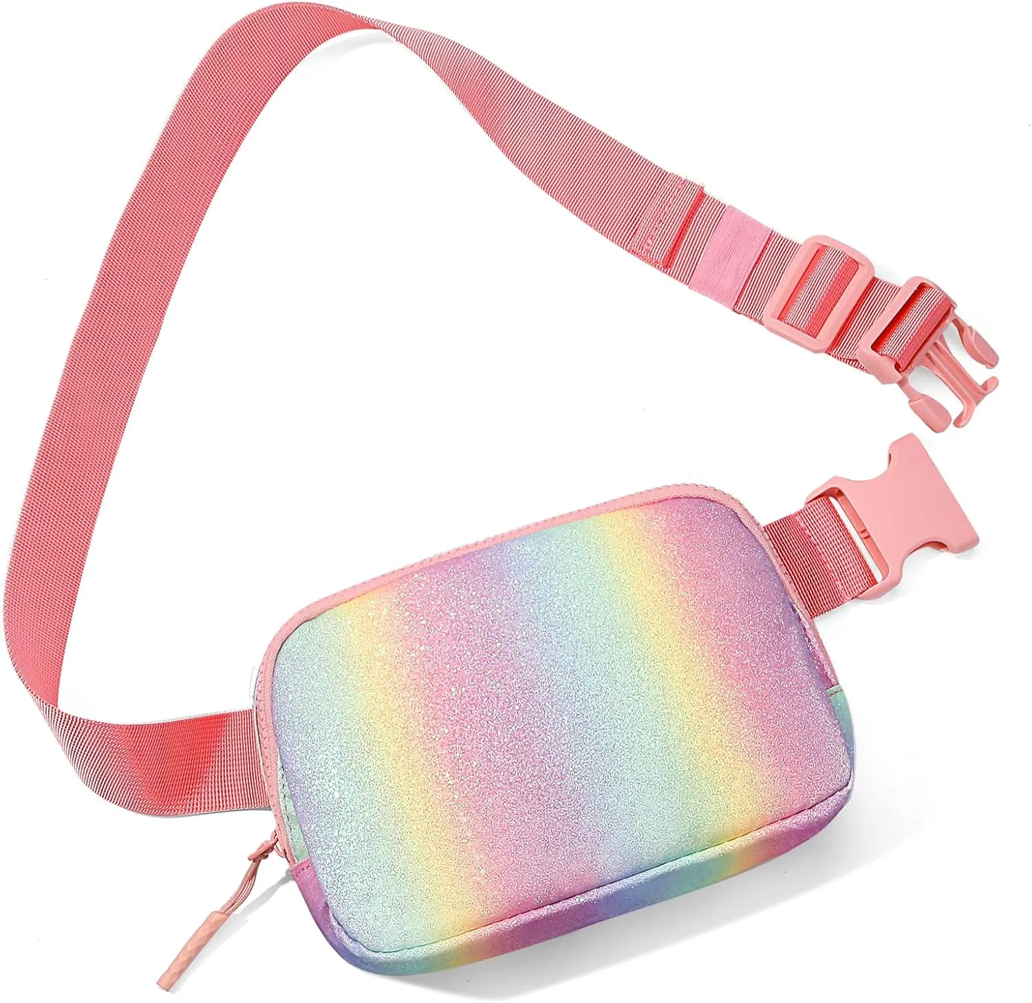 Cute Fanny Pack for Girls, Kids Belt Bag Teen Girls Crossbody Waist Bag Gift (Pink Rainbow)