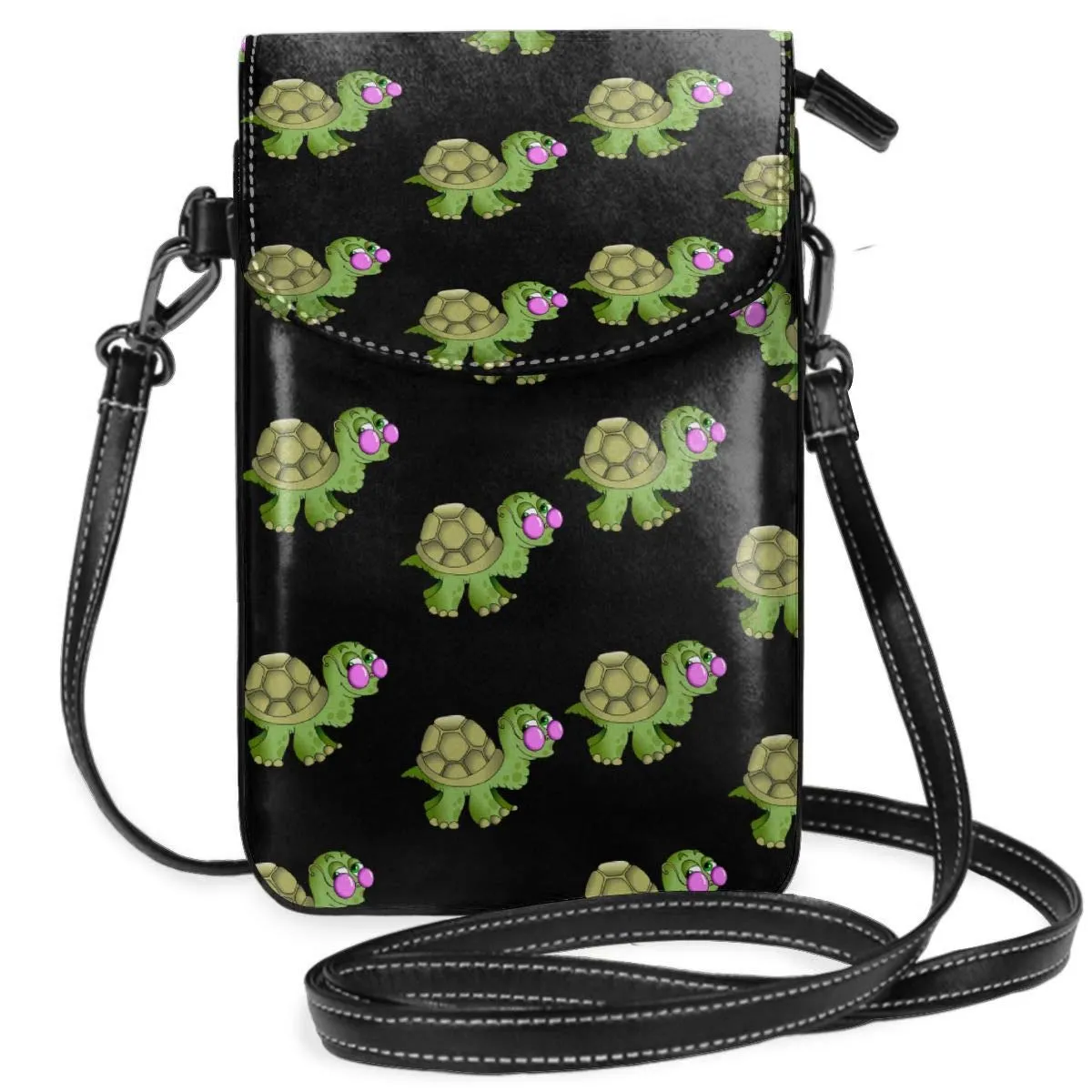 DJNGN Green Turtle Pattern Small Crossbody Cell Phone Purse Bag Smartphone Wallet Purse with Removable Strap