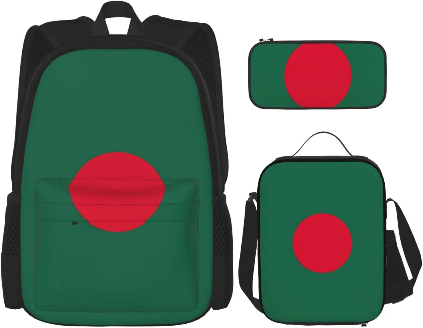 Flag of Bangladesh Backpack 3-Piece Casual Backpack Set (Backpack   Waist Bag   Small Pouch), Unisex Daypack