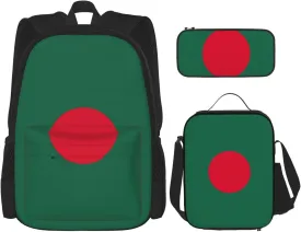 Flag of Bangladesh Backpack 3-Piece Casual Backpack Set (Backpack   Waist Bag   Small Pouch), Unisex Daypack