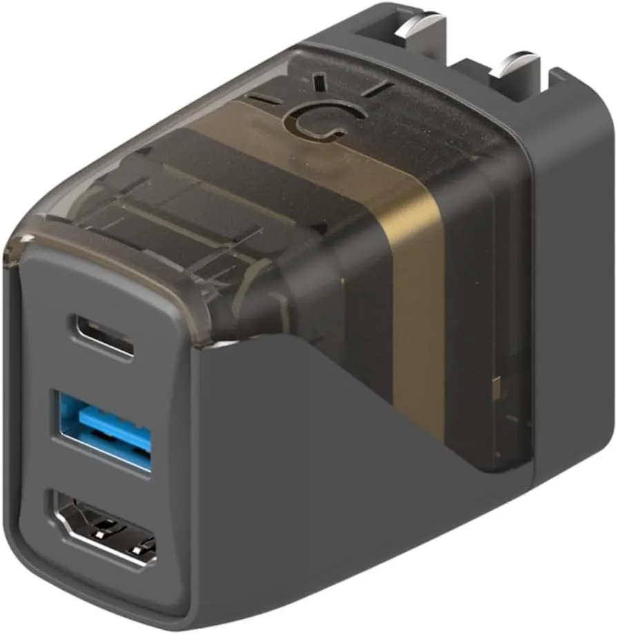 GENKI Covert Dock 2 for Handheld Gaming Consoles - 45W 4K60Hz HDMI Output Ultra Portable and Safe Dock - USB-C 3.2 PD Cable, 3 Regional Adapters incl (Gray)