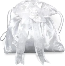 Hirten Girls First Communion White Purse with Bow and Cord Closure, 8 1/2 Inch