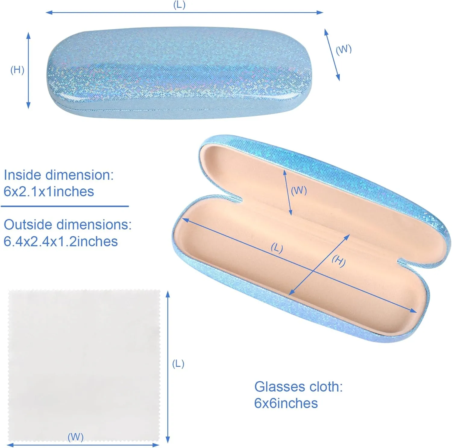Joyberg Glasses Case, 2 Pack Eyeglass Case with Cleaning Cloth, Glasses Case Hard Shell Fits Most Glasses