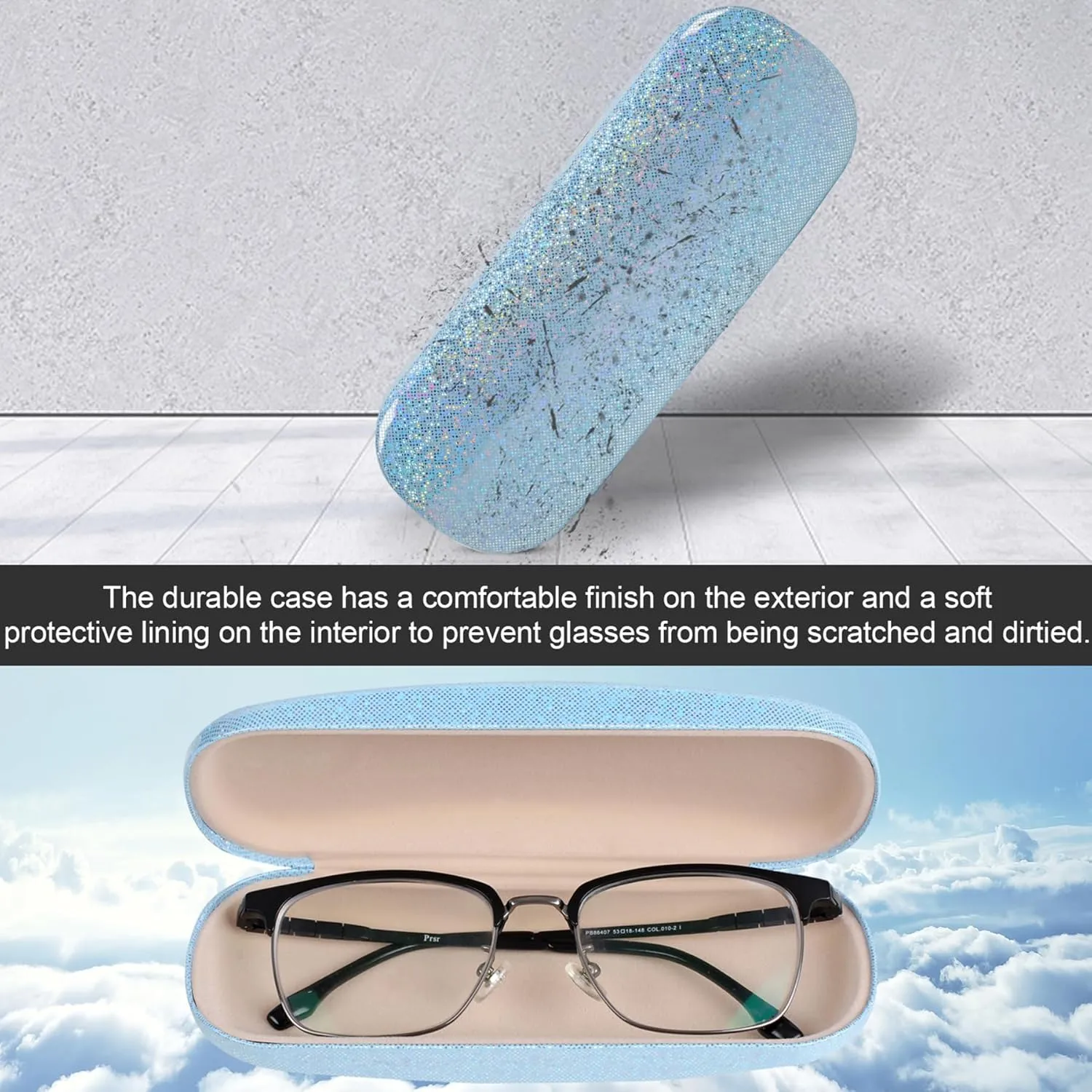 Joyberg Glasses Case, 2 Pack Eyeglass Case with Cleaning Cloth, Glasses Case Hard Shell Fits Most Glasses