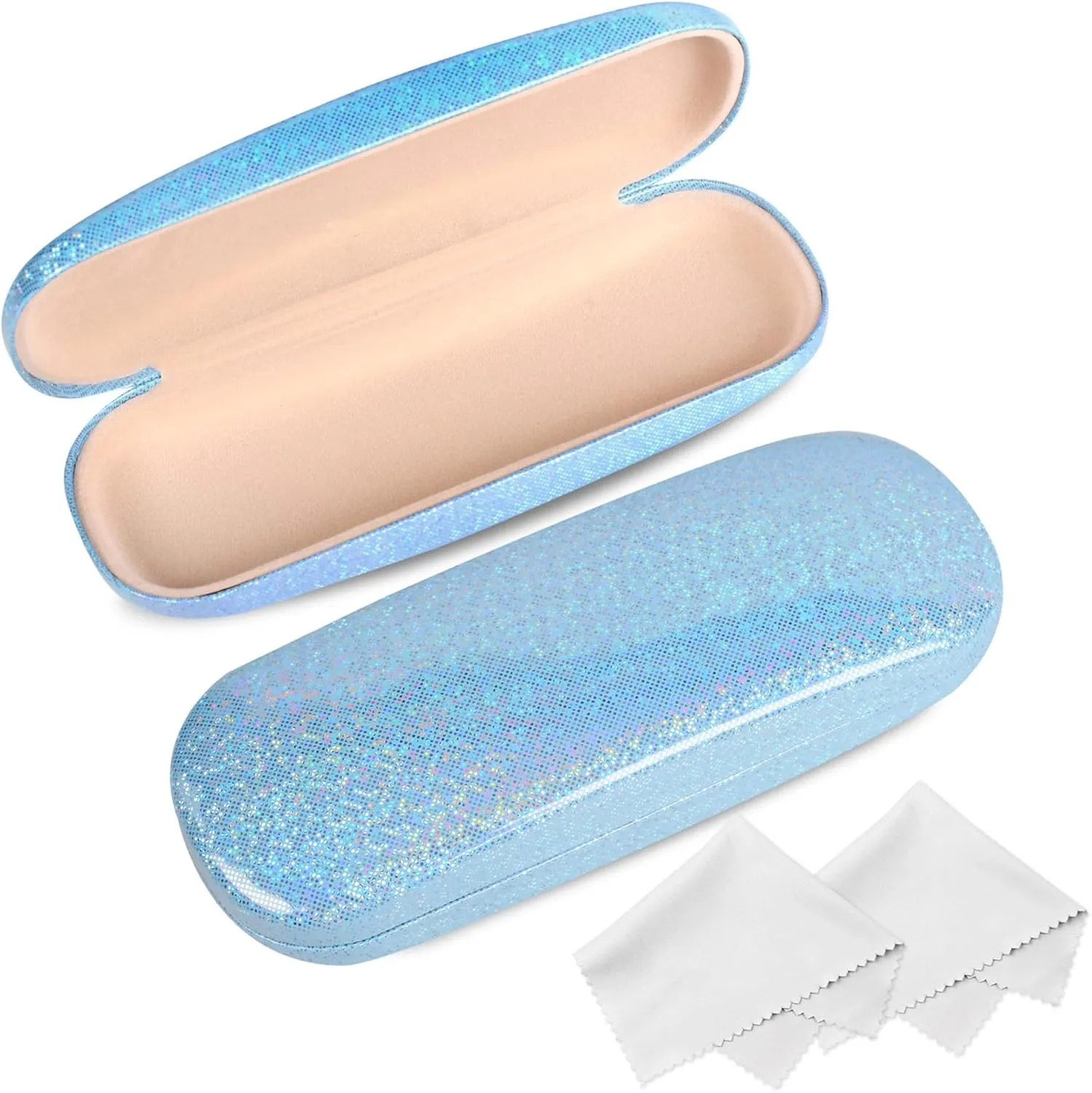 Joyberg Glasses Case, 2 Pack Eyeglass Case with Cleaning Cloth, Glasses Case Hard Shell Fits Most Glasses