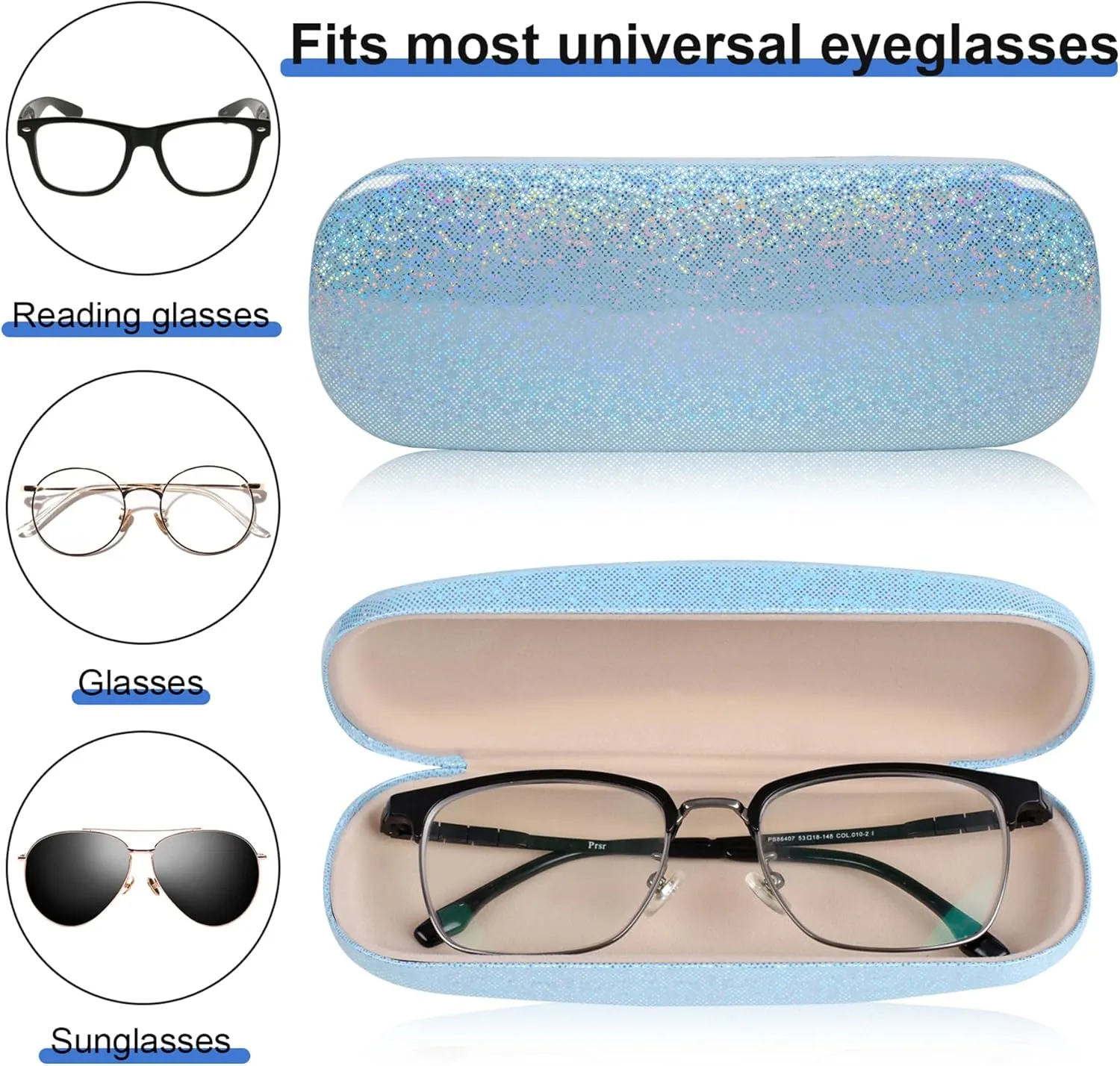 Joyberg Glasses Case, 2 Pack Eyeglass Case with Cleaning Cloth, Glasses Case Hard Shell Fits Most Glasses