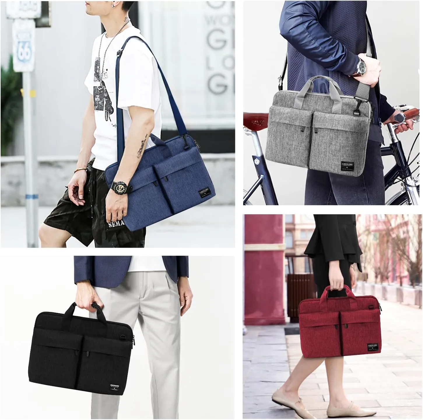 KINGSLONG 15.6 inch Laptop Shoulder Bag, Slim Shockproof Computer Sleeve Notebook Ultrabooks Carrying Case Handbag Cover Fit for Acer Asus Dell Lenovo HP Toshiba, Gray