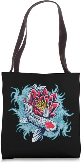 Koi Fish and Lotus Graphic Tote Bag