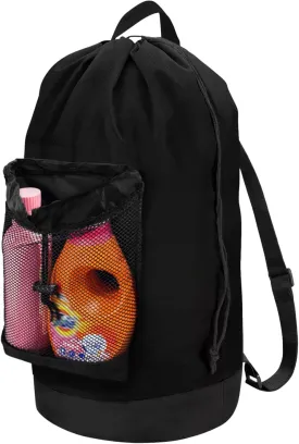 Large Washable Laundry Bag Backpack for College, Heavy Duty 600D Oxford Cloth Drawstring Travel Laundry Bags for Dirty Clothes - Black