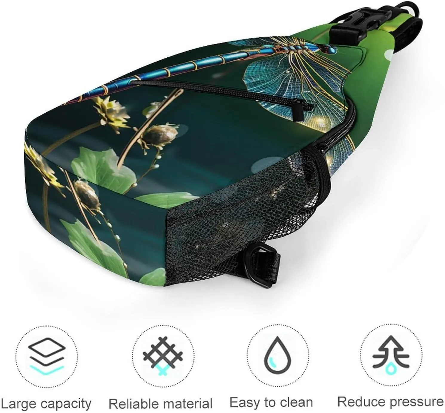 Lightweight Chest Bag Crossbody Bag Dragonfly Green Sling Backpack for Women Men Sports Travel