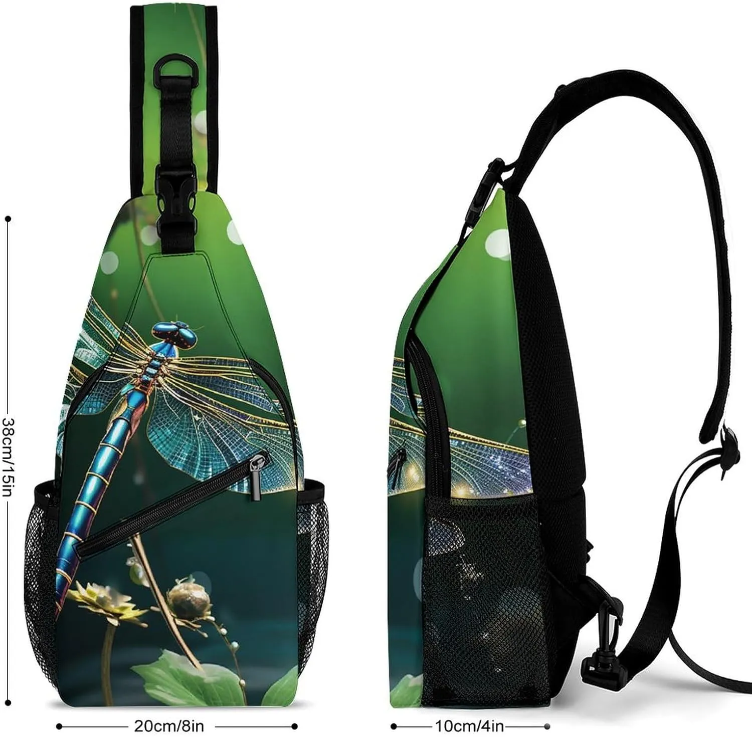 Lightweight Chest Bag Crossbody Bag Dragonfly Green Sling Backpack for Women Men Sports Travel