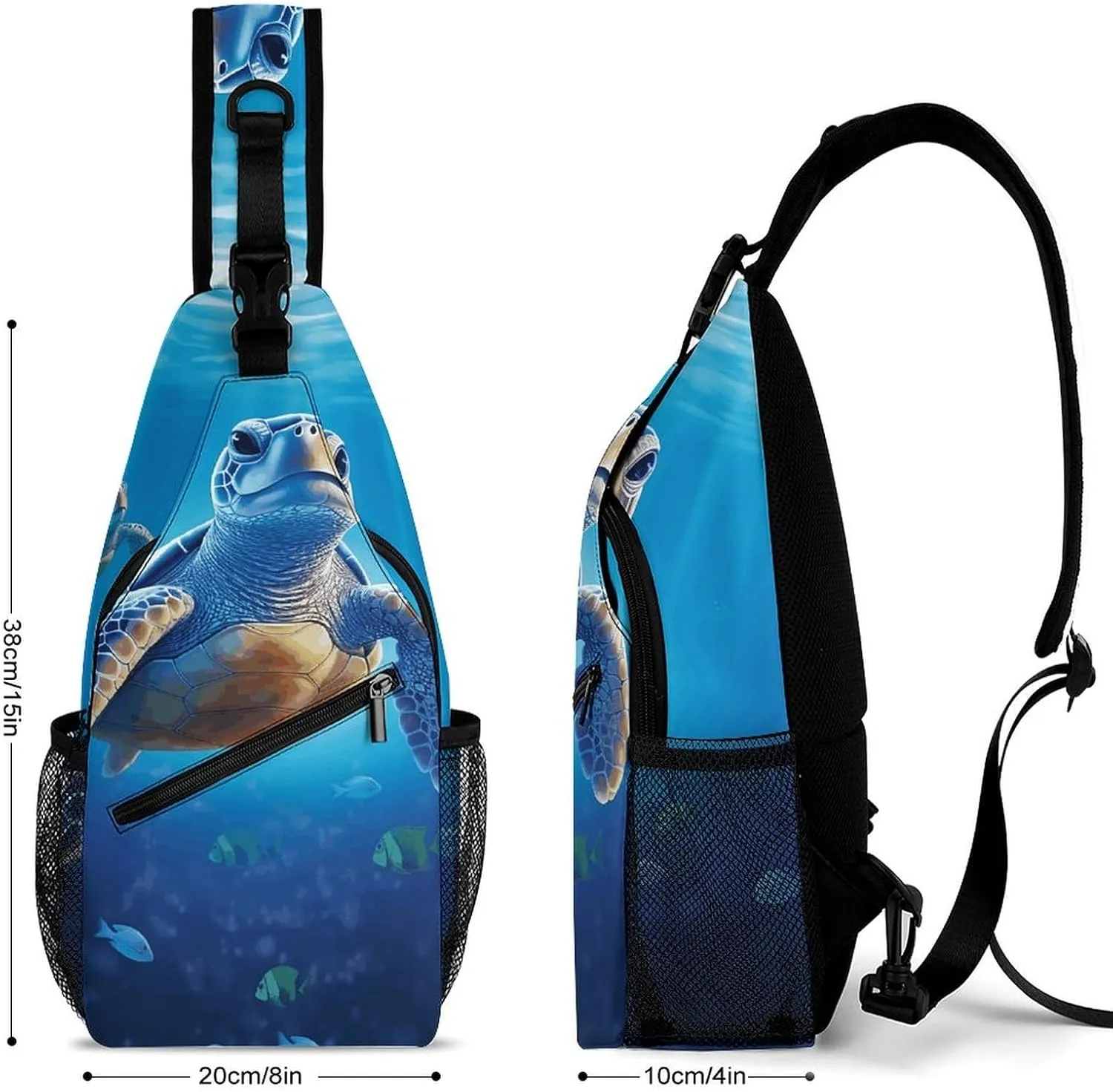 Lightweight Chest Bag Crossbody Bag Turtle in Blue Water Sling Backpack for Women Men Sports Travel