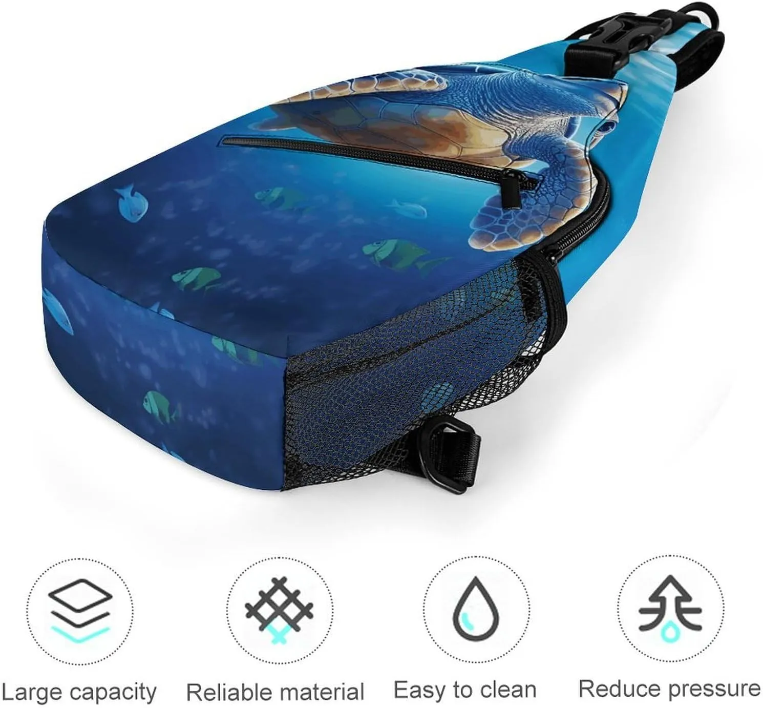 Lightweight Chest Bag Crossbody Bag Turtle in Blue Water Sling Backpack for Women Men Sports Travel