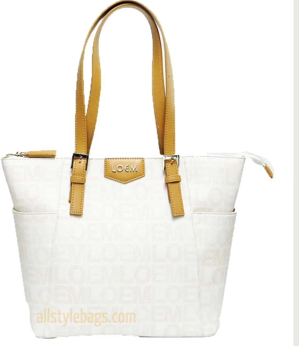 LOEM Classic signature Print golden logo trapezoid shoulder Bag tote