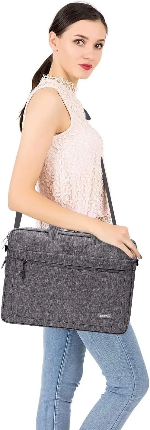 MOSISO Laptop Shoulder Messenger Bag Compatible with MacBook Air 15 inch M2 A2941/Pro 16 inch M3 A2991 M2 A2780 M1 A2485 A2141,15-15.6 inch Notebook with Adjustable Depth at Bottom, Gray