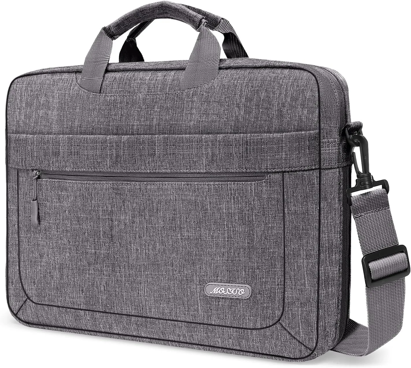 MOSISO Laptop Shoulder Messenger Bag Compatible with MacBook Air 15 inch M2 A2941/Pro 16 inch M3 A2991 M2 A2780 M1 A2485 A2141,15-15.6 inch Notebook with Adjustable Depth at Bottom, Gray