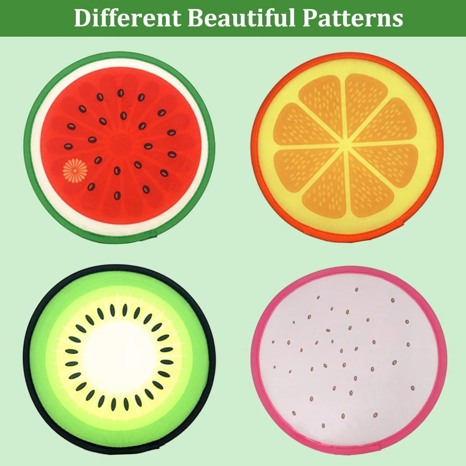 MXY Foldable Fan Summer Handheld Fan Round Folding Hand Fan for Personal Daily Use, Decoration, Wedding, Party Decor, Dancing, Performance, 4 Different Fruits Patterns
