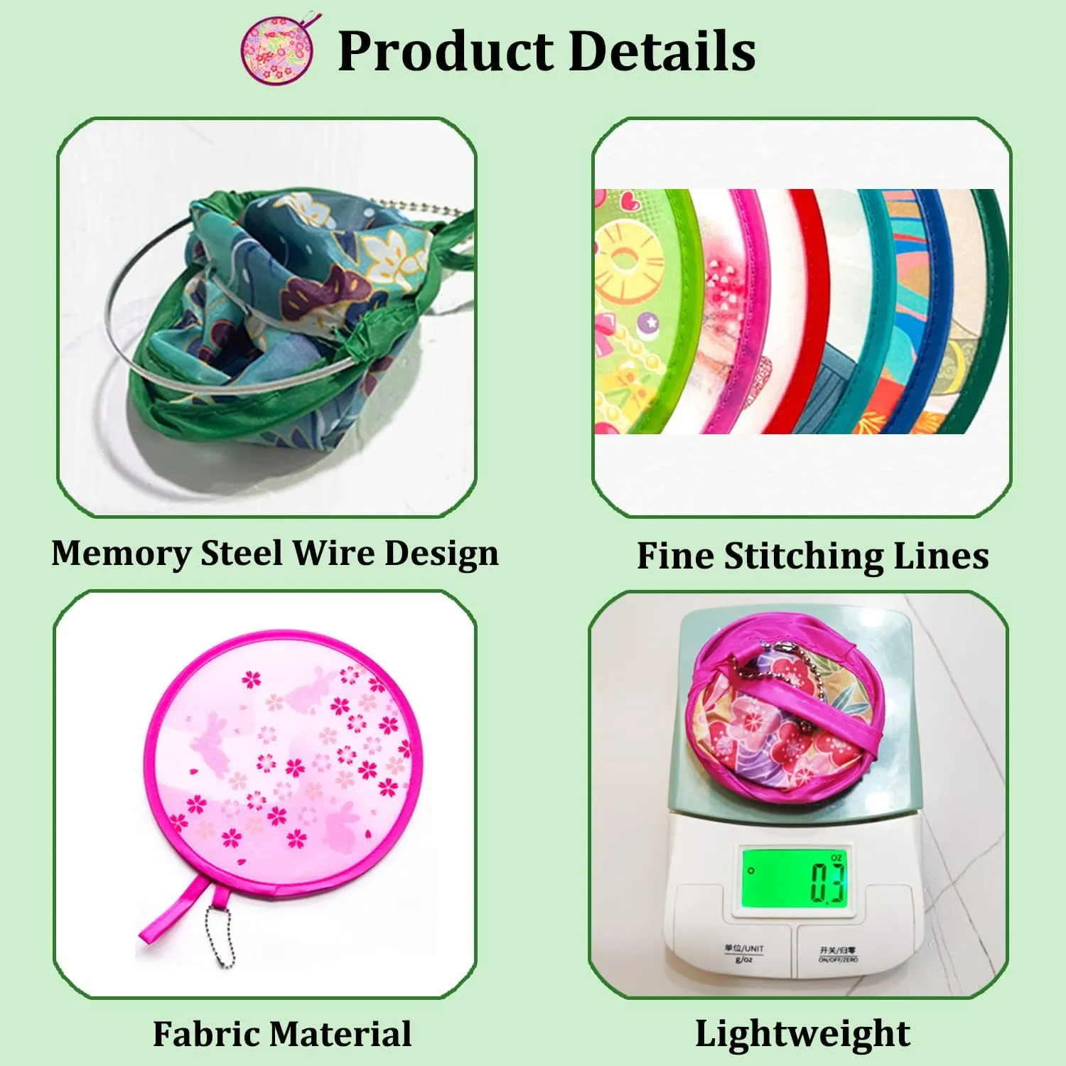 MXY Foldable Fan Summer Handheld Fan Round Folding Hand Fan for Personal Daily Use, Decoration, Wedding, Party Decor, Dancing, Performance, 4 Different Fruits Patterns