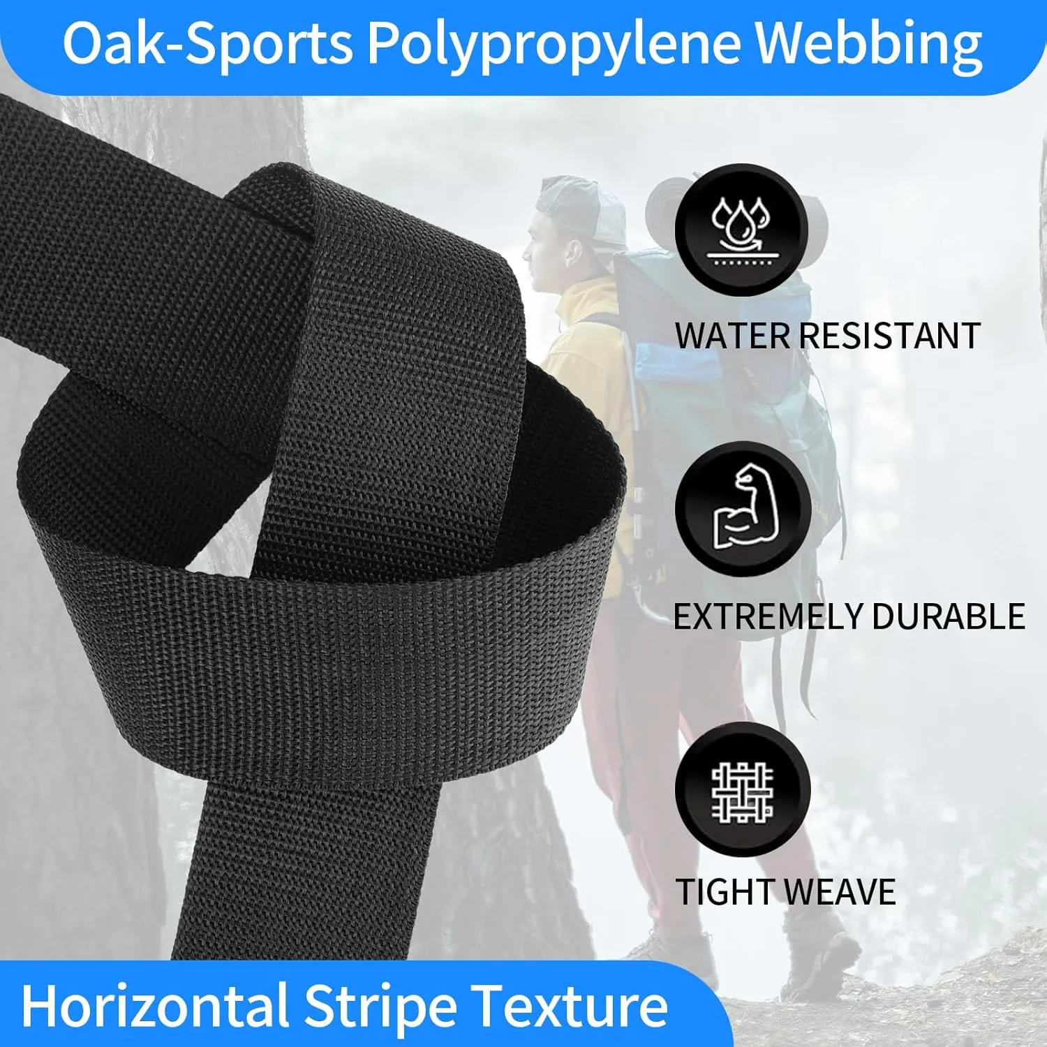 Oak-Sports Webbing 1 Inch 1.5 Inch 2 Inch Wide - Heavy Duty Poly Strapping 1" & 1.5" & 2" Webbing for Indoor or Outdoor DIY Gear Repair