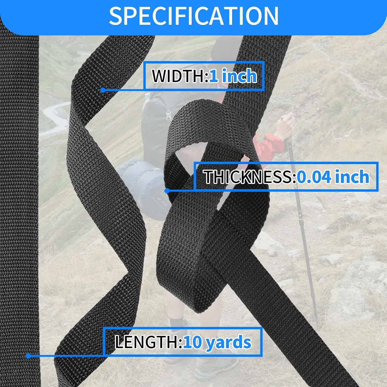 Oak-Sports Webbing 1 Inch 1.5 Inch 2 Inch Wide - Heavy Duty Poly Strapping 1" & 1.5" & 2" Webbing for Indoor or Outdoor DIY Gear Repair