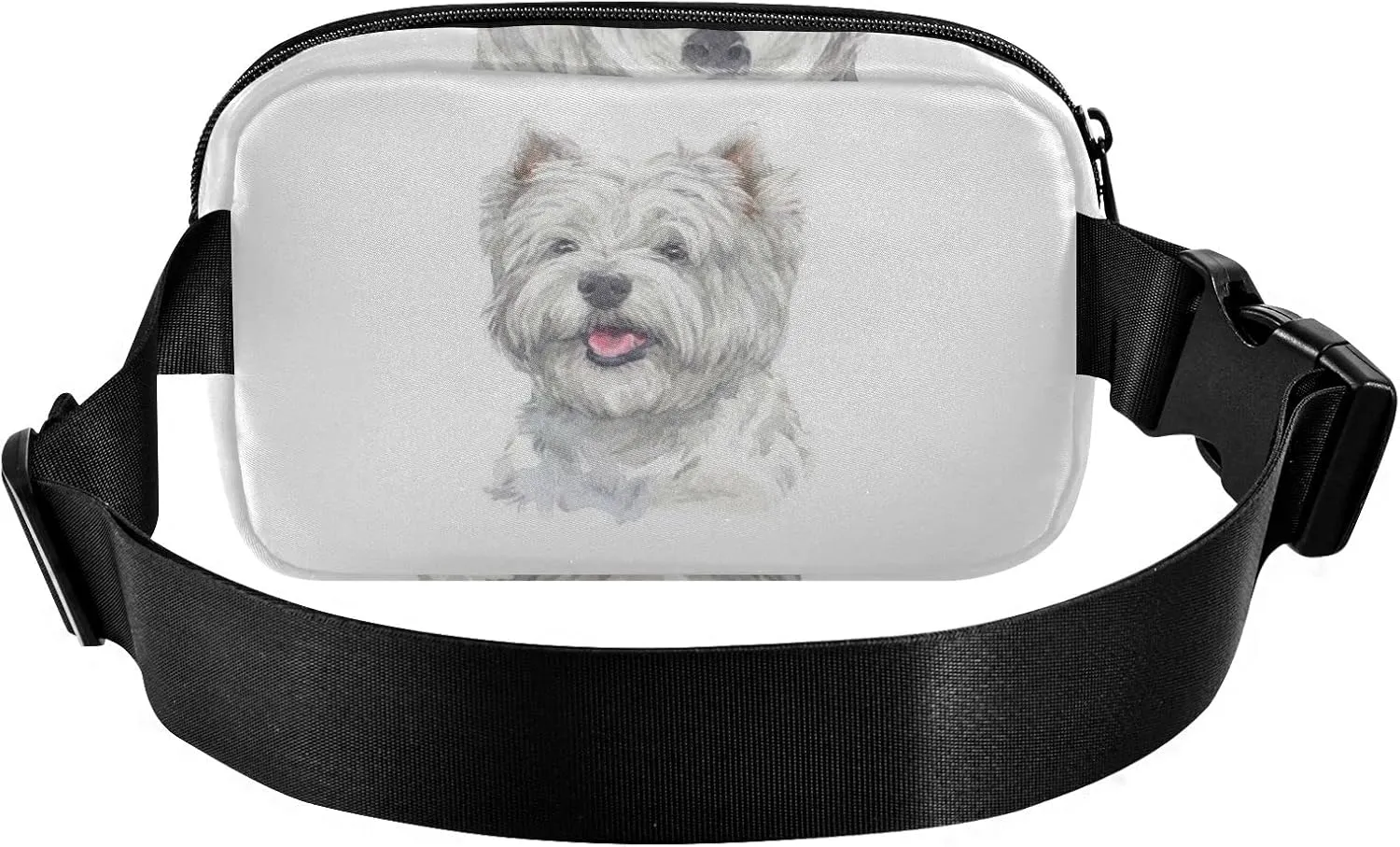 Oyihfvs West Highland White Terrier Breed Dog Painting on White Adjustable Fanny Waist Pack Pouch, Waterproof Runners Sports Waist Pack Wallet for Sports Hiking Fitness Cycling Gym Women Men
