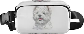 Oyihfvs West Highland White Terrier Breed Dog Painting on White Adjustable Fanny Waist Pack Pouch, Waterproof Runners Sports Waist Pack Wallet for Sports Hiking Fitness Cycling Gym Women Men