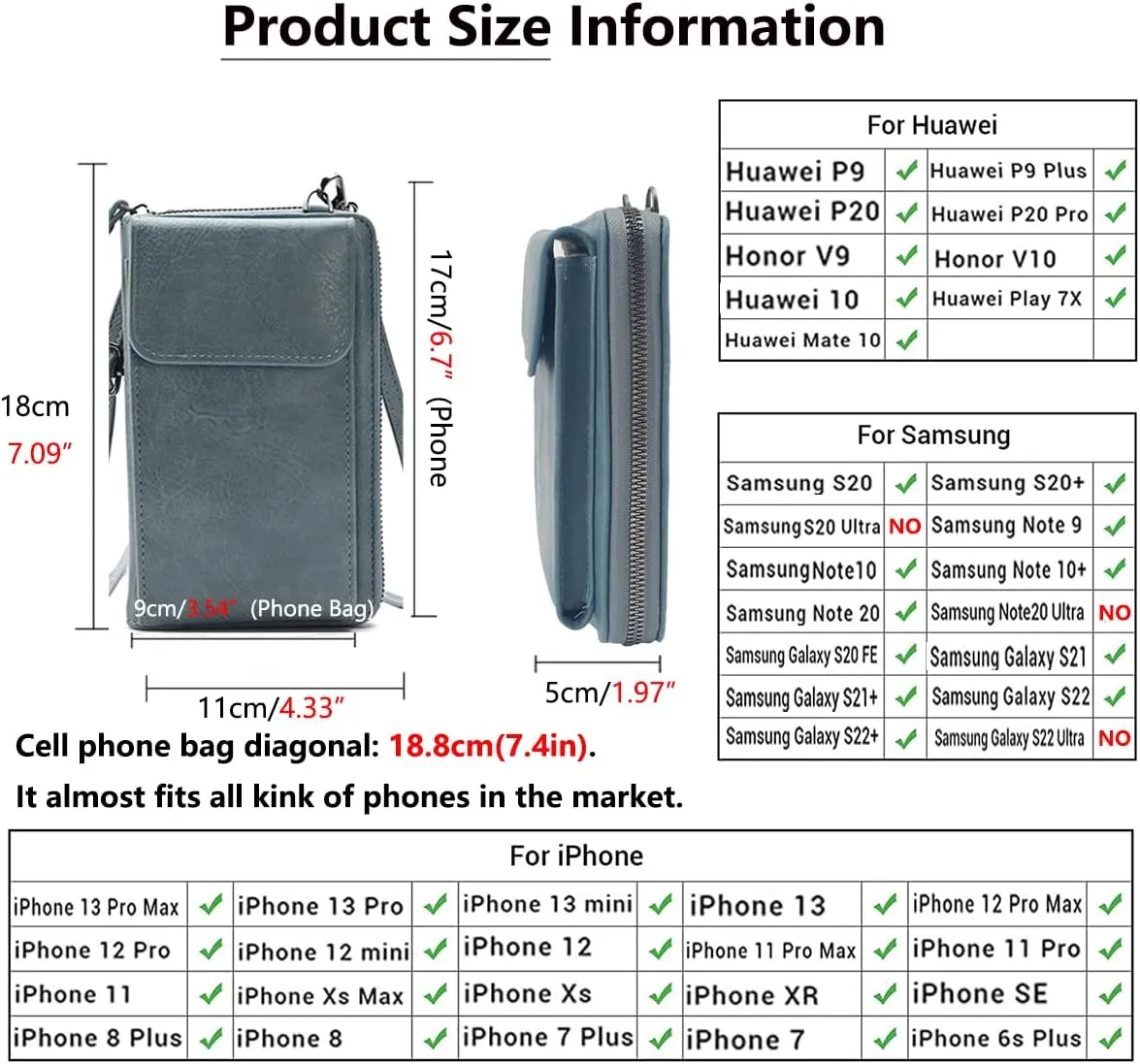 PORT&LOTUS Crossbody Bags for Women Cell Phone Purse Wallet Ladies Small Women's Handbags PU Leather Shoulder Card Holder