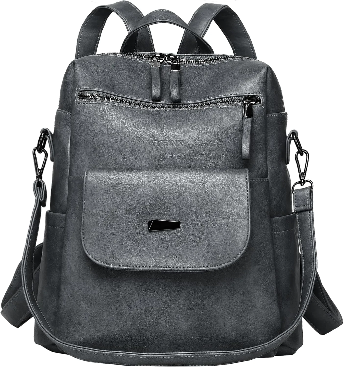 PU Leather Backpack Purse for Women Fashion Multipurpose Design Handbag Ladies Shoulder Bags Travel Backpack Blue Grey