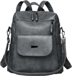 PU Leather Backpack Purse for Women Fashion Multipurpose Design Handbag Ladies Shoulder Bags Travel Backpack Blue Grey