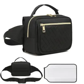 Small Diaper Bag with Portable Changing Pad,Crossbody Diaper Bag Pack with Wipes Pocket,Mini Diaper Bag Fanny Pack for Baby Travel Black