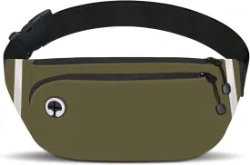 TORRYZA Fanny Packs for Women Men, Waterproof Waist Pack with Reflective Strip, Lightweight Slim Belt Bag with No-Bounce Adjustable Strap Travel Running Hiking Walking Sport(Dark Green)