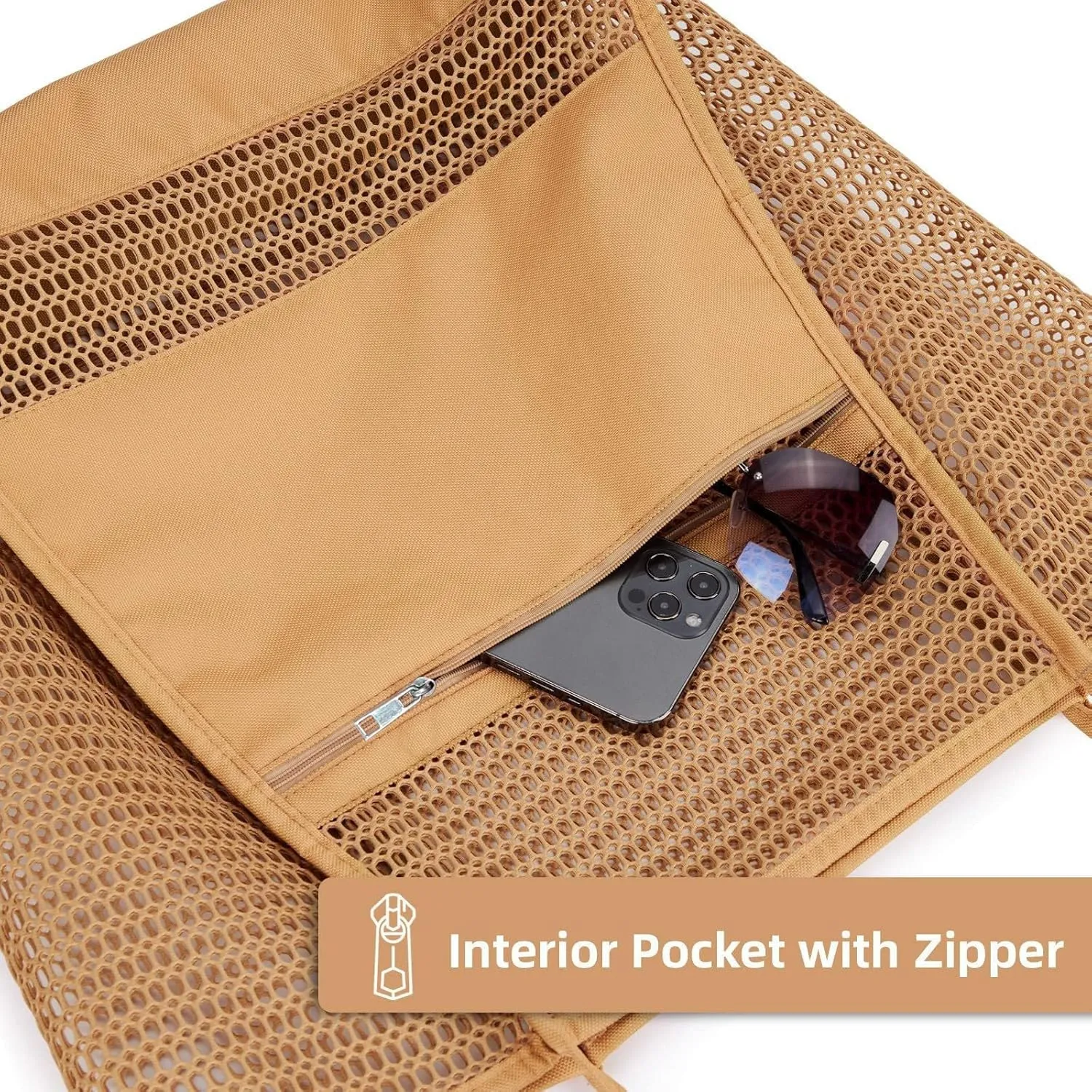 Waterproof Travel Tote with Inner Zippered Pocket, Lightweight Storage Bag for Beach, Swimming and Shopping