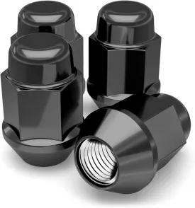 White Knight M12x1.50 Black Chrome Bulge Acorn Lug Nut, 4 Pack