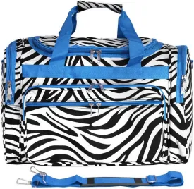World Traveler Animal Prints 19-inch Duffel Bag, Blue Trim Zebra