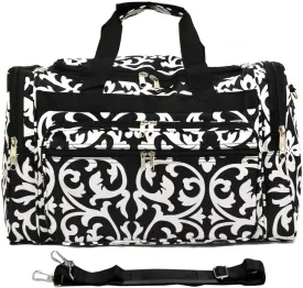 World Traveler Feel Good Prints 19-inch Duffel Bag, Black/White