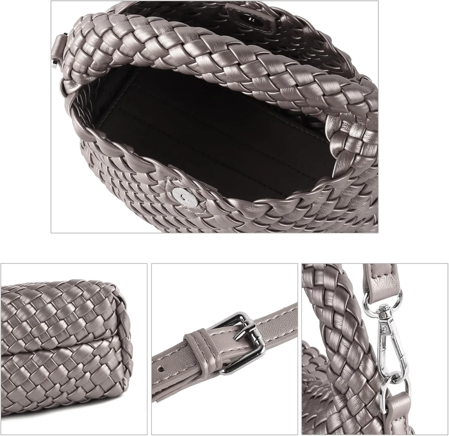 Woven Purse For Women, Small Crossbody Tote Bag with Detachable Shoulder Strap, Girls Top Handle Handbag