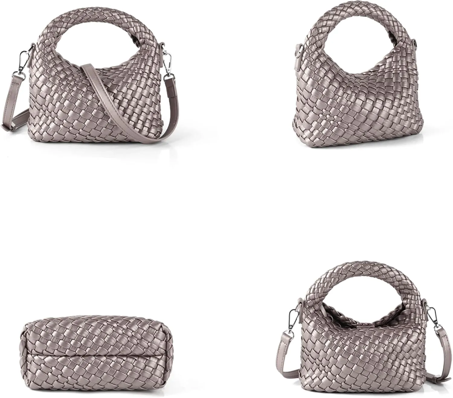 Woven Purse For Women, Small Crossbody Tote Bag with Detachable Shoulder Strap, Girls Top Handle Handbag